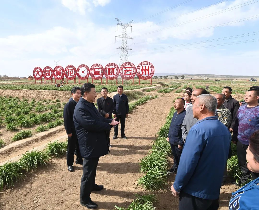 2020年5月11日，習(xí)近平考察山西大同市云州區(qū)有機(jī)黃花標(biāo)準(zhǔn)化種植基地。新華社記者 李學(xué)仁 攝